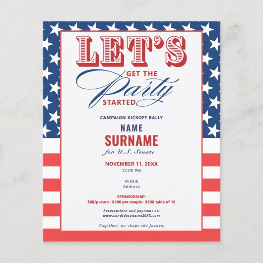 Kampfflugzeug zur politischen Mittelbeschaffung im Flyer (Vorne)