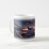 Kampfflugzeuge Cockpit Sonnenuntergang Sturm Himme Kaffeetasse (Vorderseite Links)