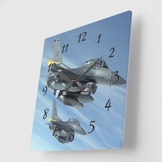 Kampfflugzeuge Quadratische Wanduhr (Winkel)