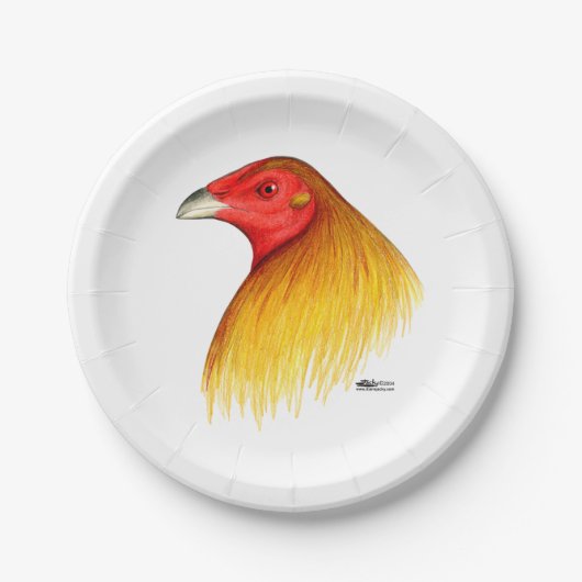 Kampfhahn betitelt pappteller (Vorderseite)