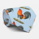 Kampfhahn-blaues Rot-Hahn Krawatte (Gerollt)