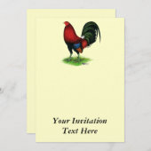 Kampfhahn:  Dunkelrot Einladung (Vorne/Hinten)