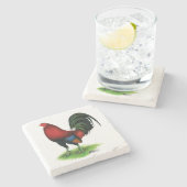 Kampfhahn: Dunkelrot Steinuntersetzer (Seitenansicht)