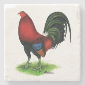 Kampfhahn: Dunkelrot Steinuntersetzer (Vorderseite)