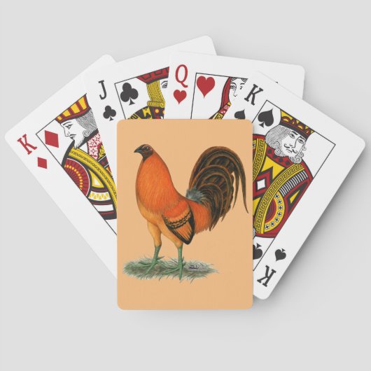 Kampfhahn Ginger Red Hahn Spielkarten (Rückseite)