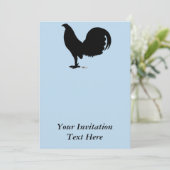 Kampfhahn-Hahn-Silhouette Einladung (Stehend Vorderseite)