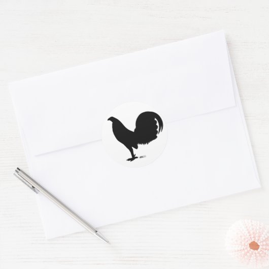 Kampfhahn-Hahn-Silhouette Runder Aufkleber (Umschlag)