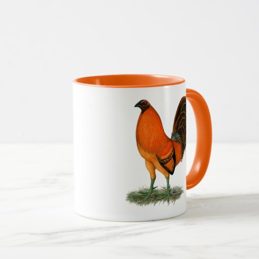 Kampfhahn-Ingwer-Rot-Hahn Tasse (VorderseiteRechts)