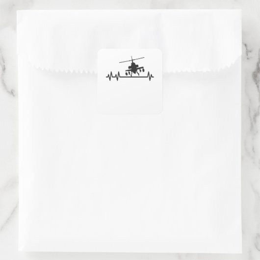 Kampfhubschrauberpuls Quadratischer Aufkleber (Tasche)