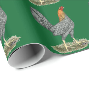 Kampfhuhn Blau Rot Geschenkpapier