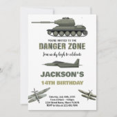 Kampfjet - Einladungen zum Geburtstag - Gefahrenzo (Vorderseite)