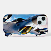 Kampfjet fliegt hoch iPhone 15 hülle (Rückseite (Horizontal))