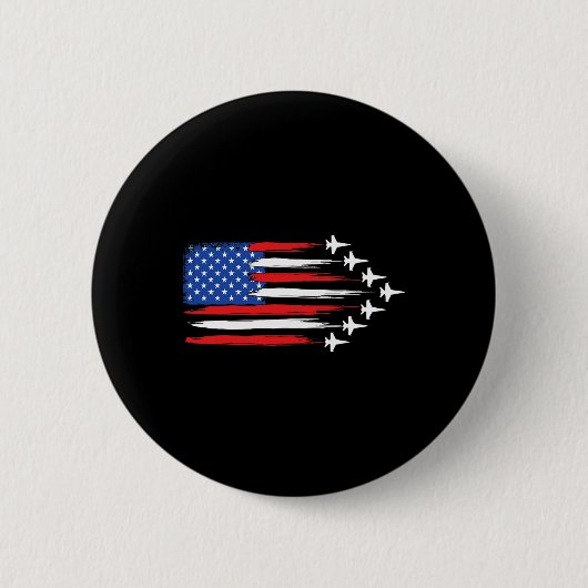 Kampfjet-Flugzeug Amerikanische Flagge Kampfjets 4 Button (Vorderseite)