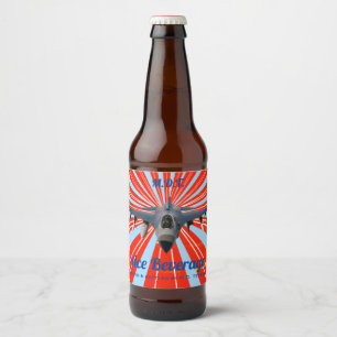 Kampfjet im Retrostil Bierflaschenetikett