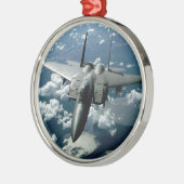 Kampfjet Silbernes Ornament (Links)