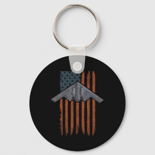 Kampfjet und B-2 Spirit Bomber Patriotische Kunst Schlüsselanhänger