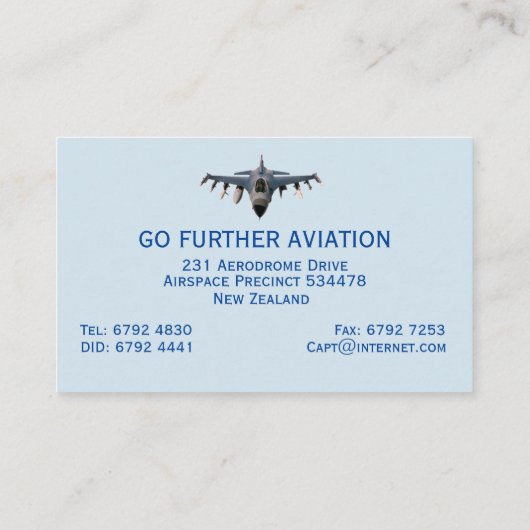 Kampfjet Visitenkarte (Rückseite)