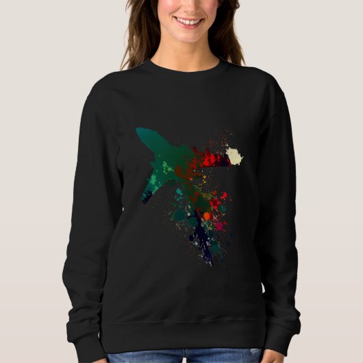 Kampfjetpilot farbenfrohe Farben Kampfflugzeug mil Sweatshirt (Vorderseite)