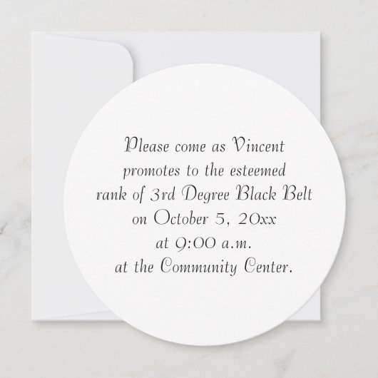 Kampfkunst 3. Grad Black Belt Test Einladung (Vorderseite)