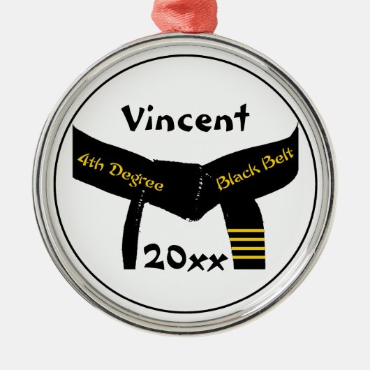 Kampfkunst 4. Grad Black Belt Rank Silbernes Ornament (Vorne)
