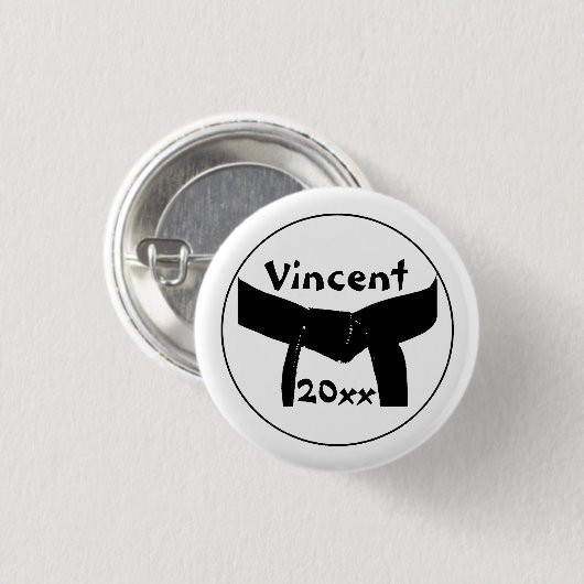 Kampfkunst Basic Black Belt Button (Vorne & Hinten)