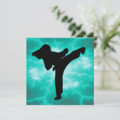 Kampfkunst Blitz Invitation weiblich in Aquamarine Einladung (Stehend Vorderseite)