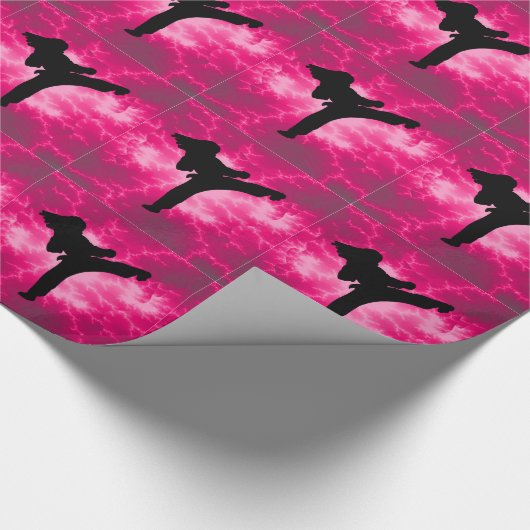 Kampfkunst-Blitz-Mädchenrosa-Packpapier Geschenkpapier (Ecke)