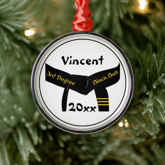 Kampfkunst Dritter Grad Black Gelt Rank Silbernes Ornament (Baum)