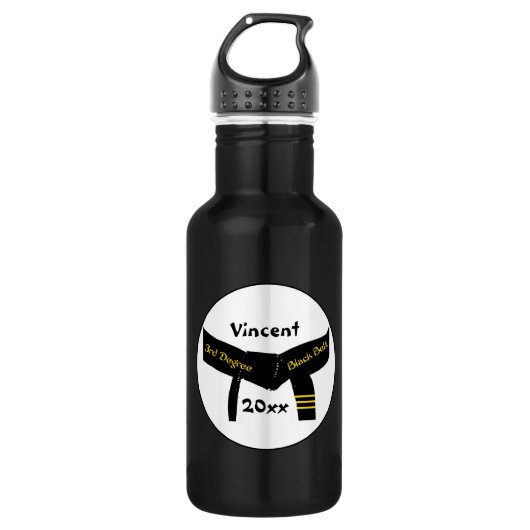 Kampfkunst-dritter Grad-schwarzer Gürtel Edelstahlflasche (Vorderseite)
