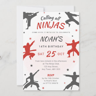 Kampfkunst - Einladung zum Geburtstag - Party Ninj