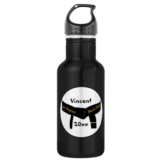 Kampfkunst-erster Grad-schwarzer Gürtel Edelstahlflasche (Vorderseite)