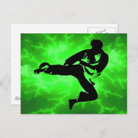 Kampfkunst-grüner Blitz-Mann Postkarte (Vorne/Hinten)