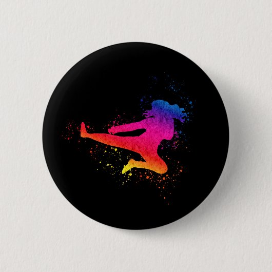 Kampfkunst, hoher Kick, malerischer Schlag Button (Vorderseite)