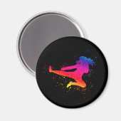 Kampfkunst, hoher Kick, malerischer Schlag Magnet (Vorderseite/Rückseite)