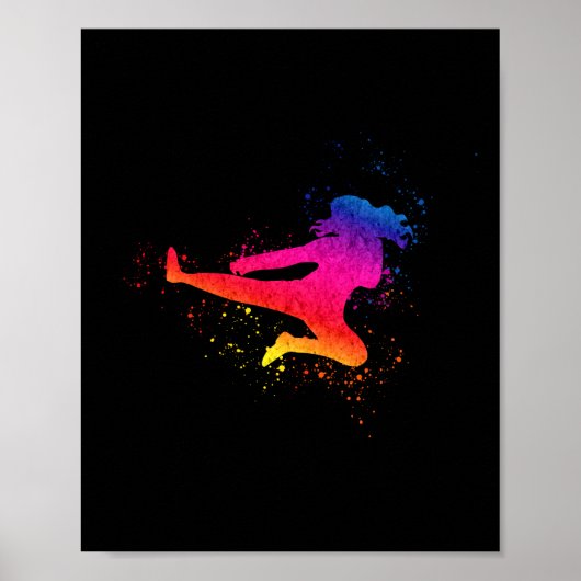 Kampfkunst, hoher Kick, malerischer Schlag Poster (Vorne)