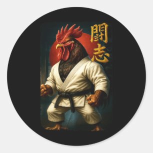 Kampfkunst-Huhn Cooler Karate-Hahn im Gi Runder Aufkleber