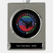 Kampfkunst - Karate-Grundwerte Banner-Ornament Silber (Vorderseite)