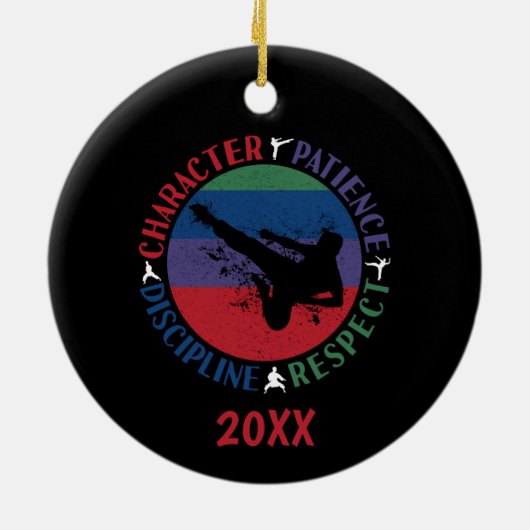 Kampfkunst - Karate-Grundwerte Keramik Ornament (Hinten)