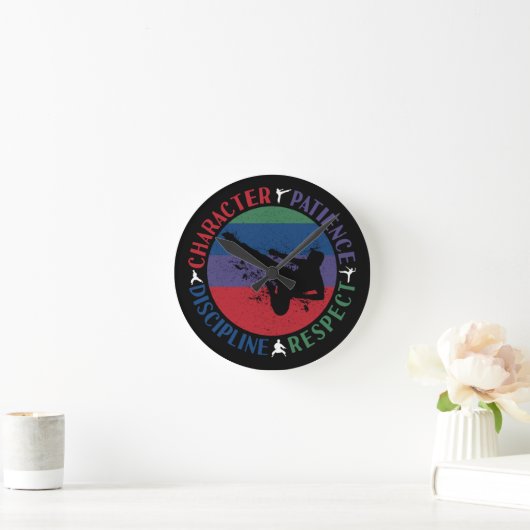 Kampfkunst - Karate-Grundwerte Runde Wanduhr (Zuhause)
