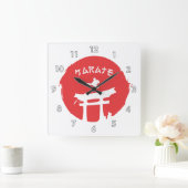 Kampfkunst Karate Quadratische Wanduhr (Zuhause)