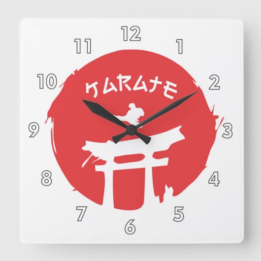 Kampfkunst Karate Quadratische Wanduhr (Vorderseite)
