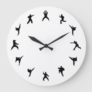 Kampfkunst-Karate (Schwarzes, weiß) Große Wanduhr