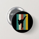 Kampfkunst Kickboxing Karate Taekwondo Retro Des Button (Vorne & Hinten)