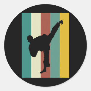 Kampfkunst Kickboxing Karate Taekwondo Retro Des Runder Aufkleber