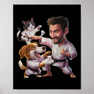 Kampfkunst mit Karate Hund und Katze in Aktion G Poster