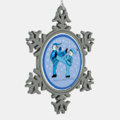 Kampfkunst-Schneemänner für Weihnachtsverzierung Schneeflocken Zinn-Ornament (Links)
