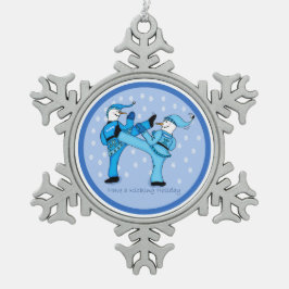 Kampfkunst-Schneemänner für Weihnachtsverzierung Schneeflocken Zinn-Ornament