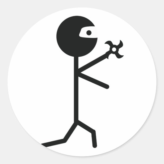 Kampfkunst schwarzer Ninja-Star Shiruken Runder Aufkleber (Vorderseite)