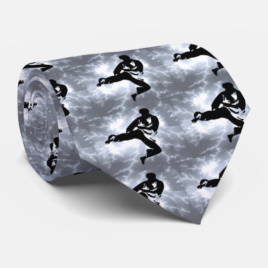 Kampfkunst-silberner Blitzmann Krawatte (Gerollt)