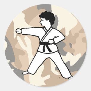 Kampfkunst-Tarnungs-Jungen-Aufkleber Runder Aufkleber